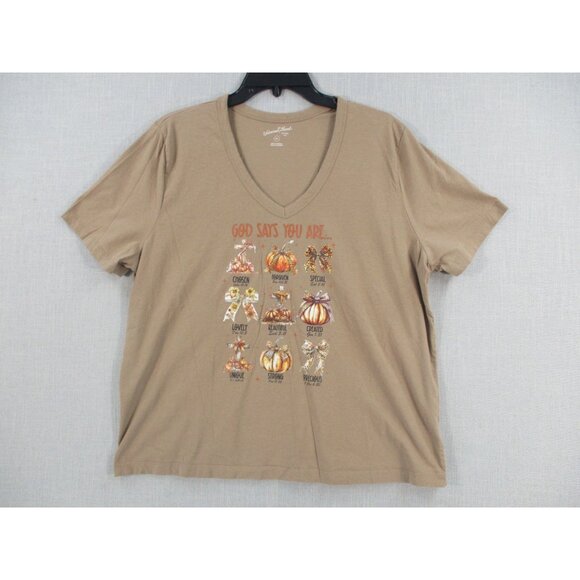 Universal Thread Womens V-Neck Graphic Tee "God Says You Are" Fall Pumpkin XXL - Picture 2 of 8